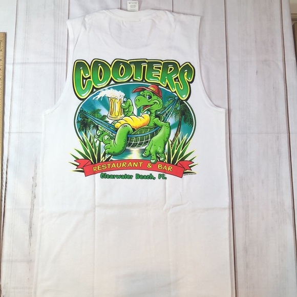 NEW GILDAN ULTRA COTTON GRAPHIC WHITE SLEEVELESS SHIRT 100% COTTON COOTERS SMALL - Picture 7 of 11